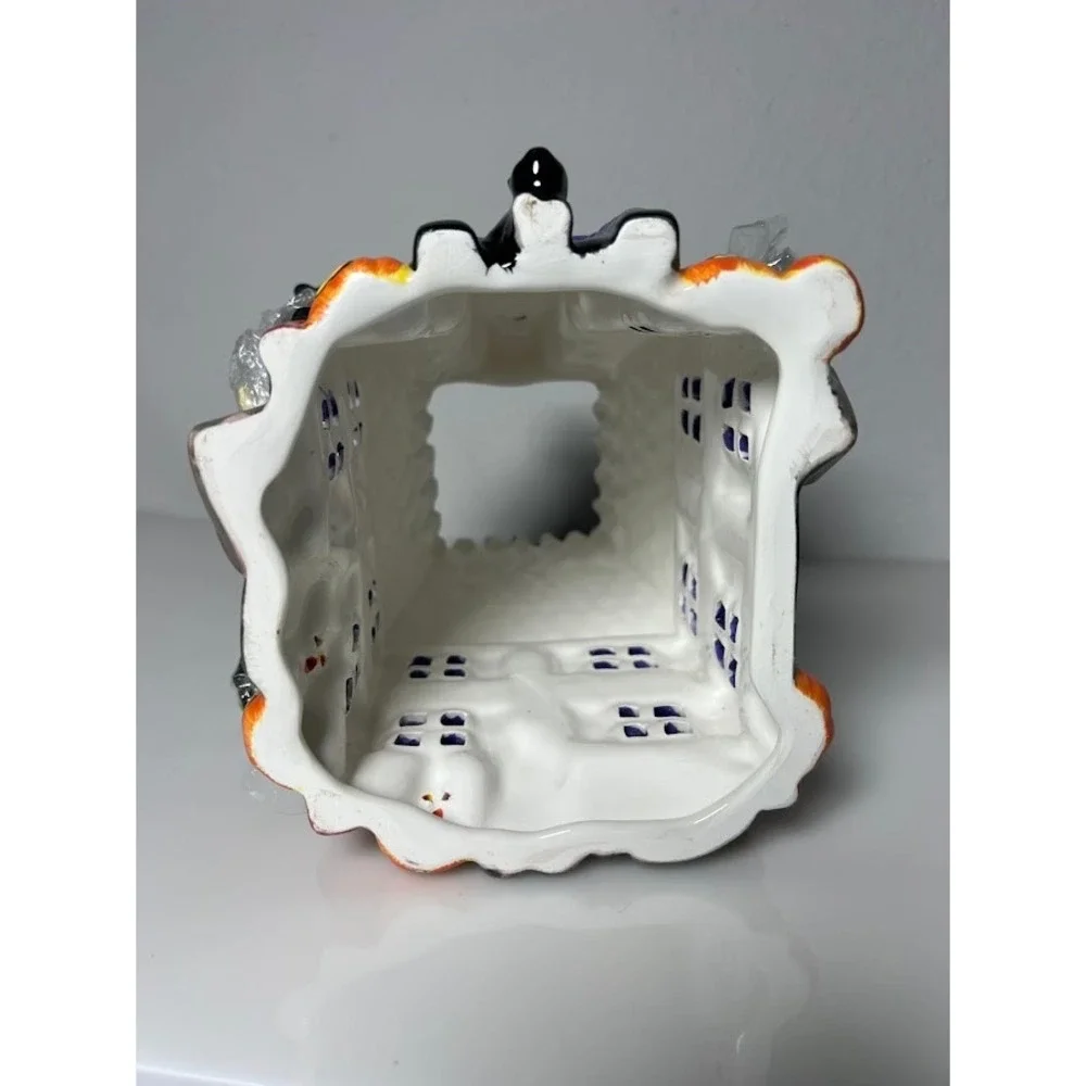 Halloween Haunted House Ceramic Tealight Candle Holder Ghost Spider Decor